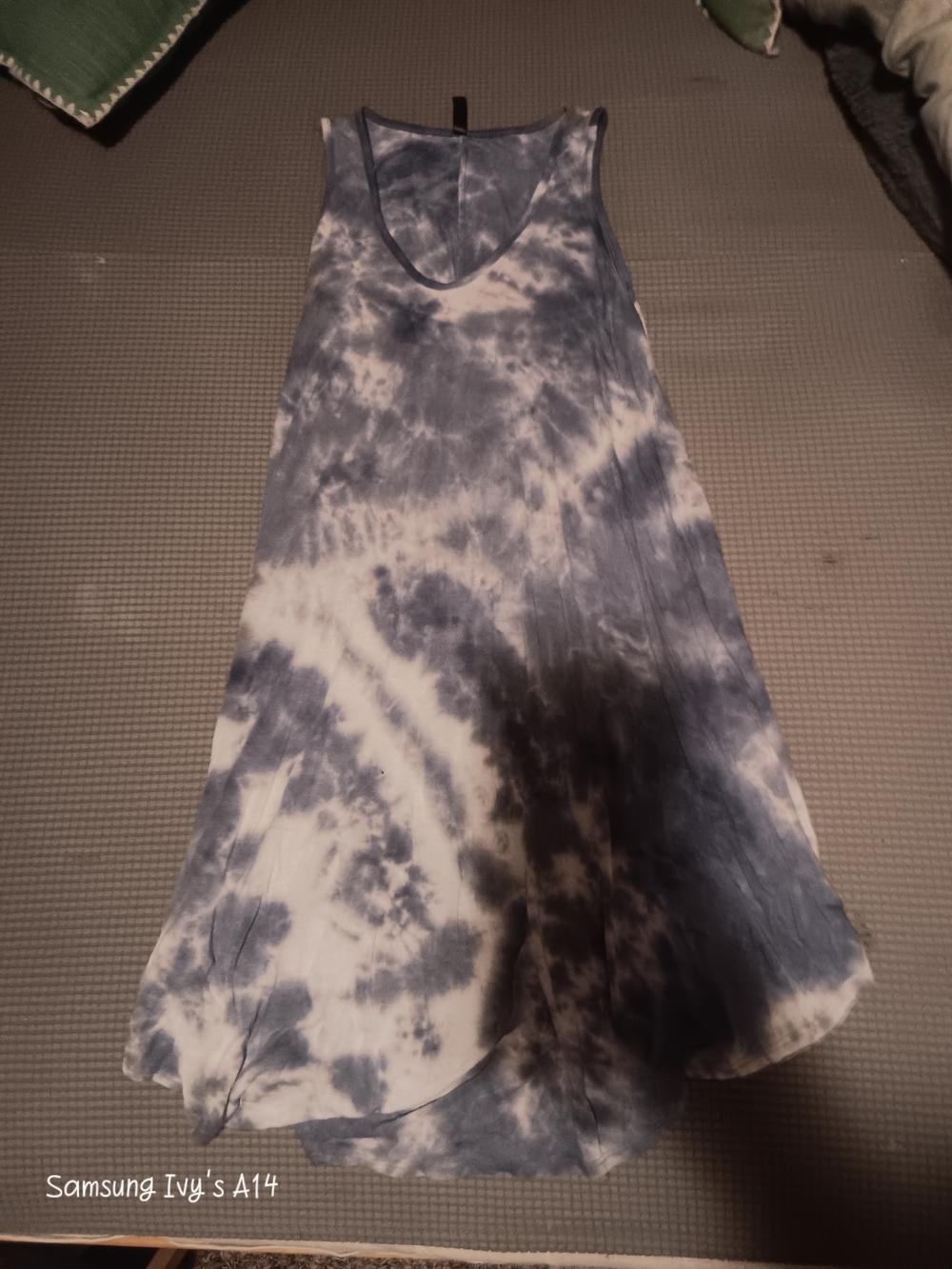 moon & madison Blue and White Tie-Dye Tank Dress